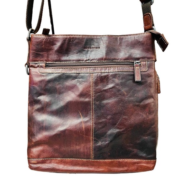 Jack Georges Man Voyager Leather Crossbody Bag Zip Closure